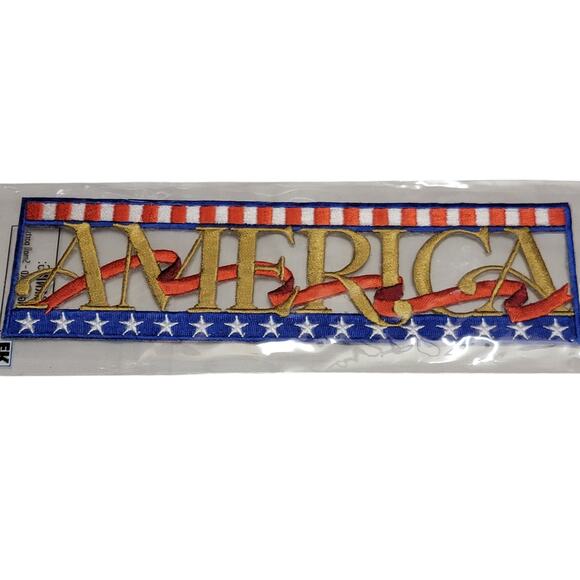Sew Whats America Embroidered Sticker 2x8 Red White Blue Patriotic USA Crafts - Picture 2 of 6